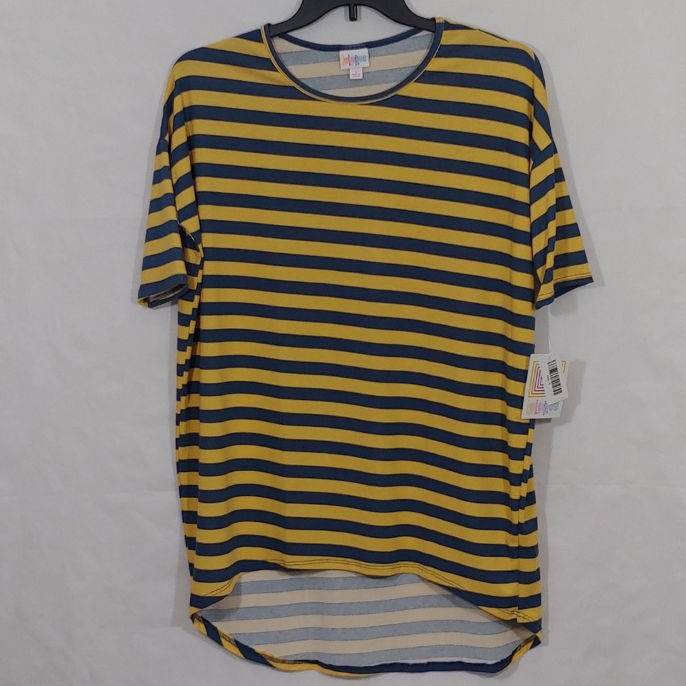 LuLaRoe Irma Comfortable Tunic Top Blue and Yellow Size Small NWT